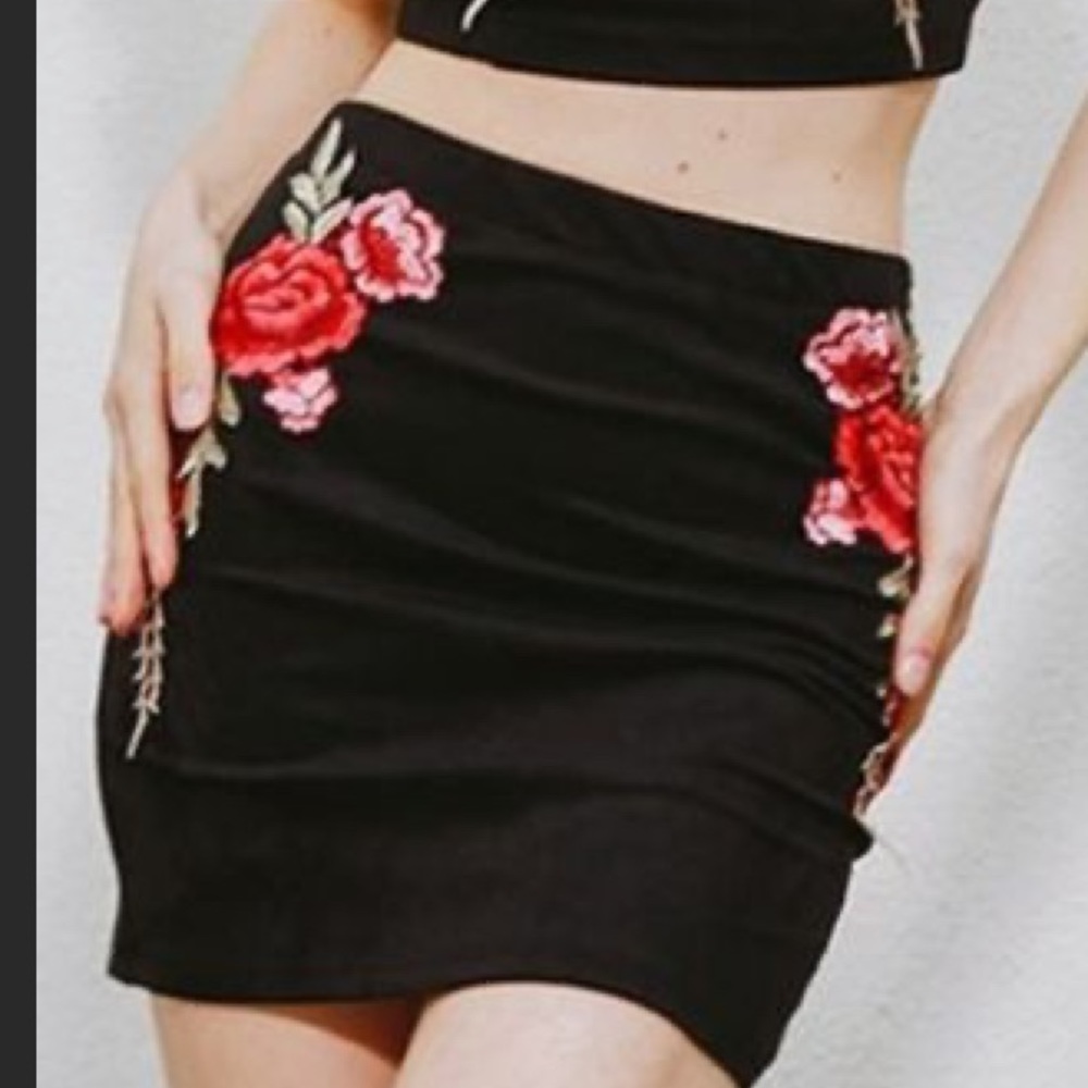 Black floral skirt